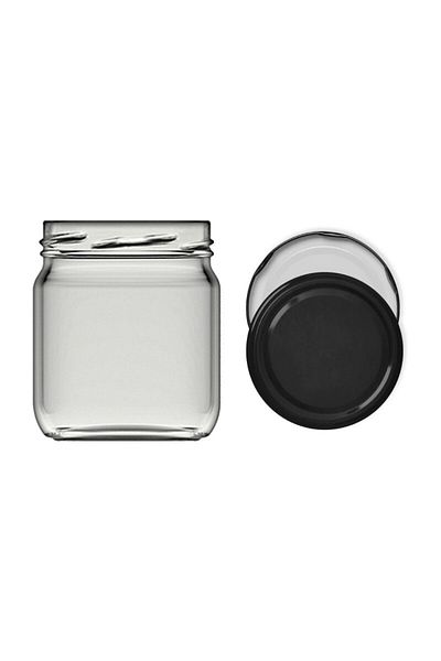 Paşabahçe 210 Cc 10-Piece Glass Jar with Black Lid