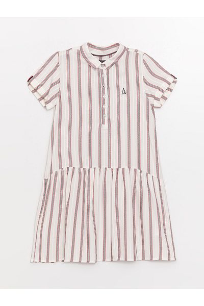 LC Waikiki Shirt Collar Short Sleeve Girl's Dress