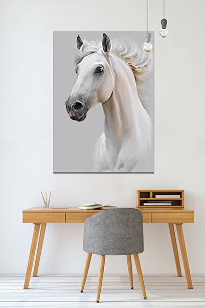 Morfil Sanat Pictură decorativă artistică pe pânză cu animale de cal nobil alb (8 dimensiuni diferite)