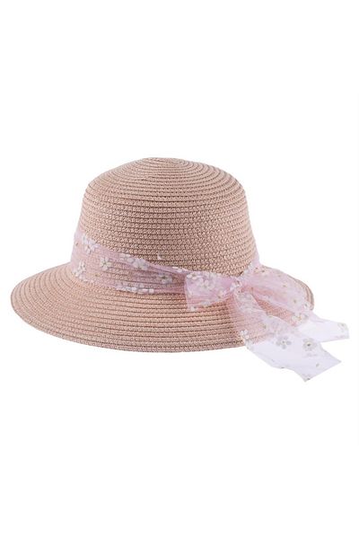 Soft and Baby Girl's Straw Hat 3-10 Years with Bow