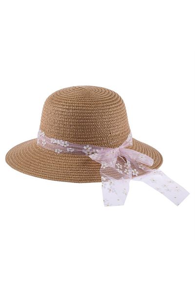Soft and Baby Сламена шапка с панделка за момиче за 3-10 години