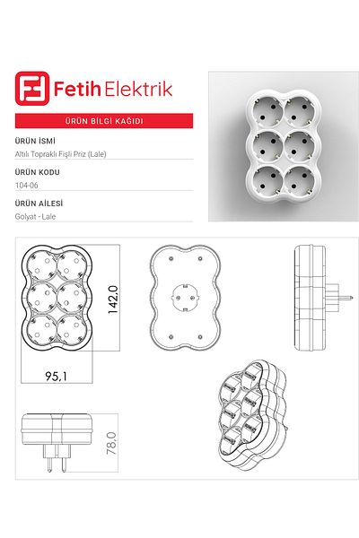 Toptancı Amca Hexagonal Grounded Plug Socket Multiplier Socket Plug Golyat Multiple Socket