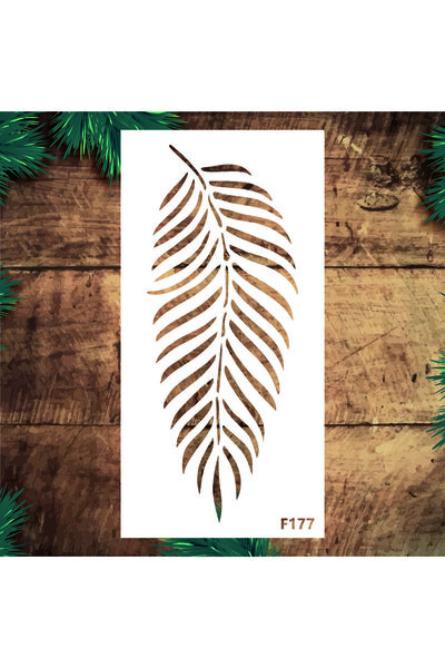 STENCİLTASARIM Stencil Tasarım F177 Tropikal Yaprak- Dekoratif Duvar, Fayans Ve Eşya Boyama Şablonları 25x50cm