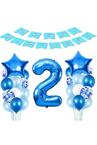 DÜVENCİ TİCARET Çıtıpıtıstore Lüks Mavi Doğum Günü Balon Set