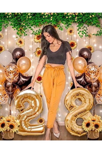 MFM Party 28 Year Old Number Gold Foil Balloon Set