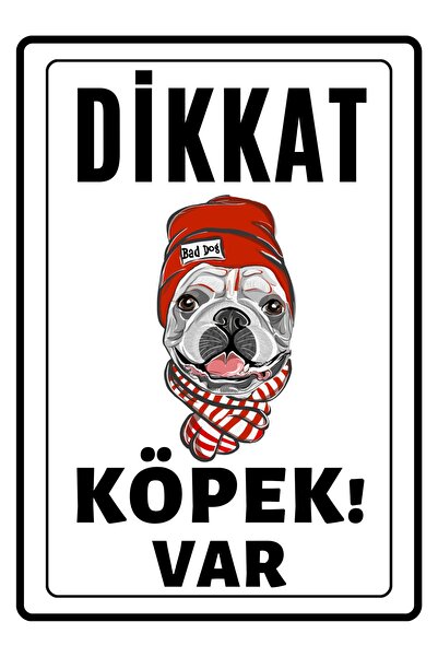Emach Dizayn Dikkat Köpek Var Uyarı Ikaz Levhası Pvc Kaplama A4 Bad Dogs