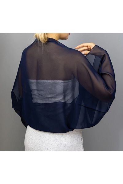 es moda shop Amylee Chiffon Shawl Bolero Navy Blue