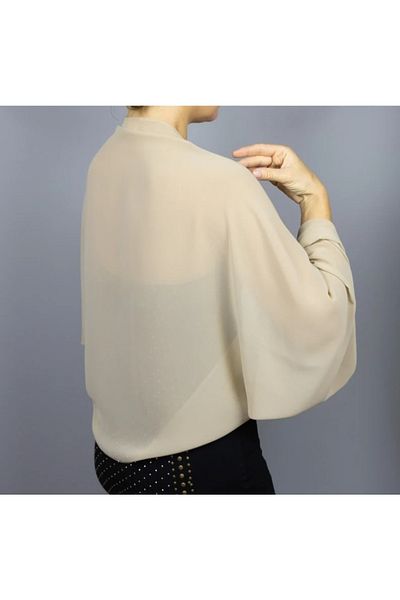 es moda shop Amylee Chiffon Shawl Bolero Beige