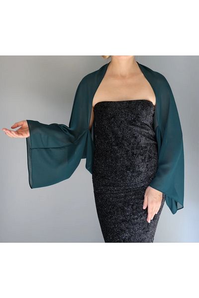 es moda shop Amylee Chiffon Shawl Bolero Emerald