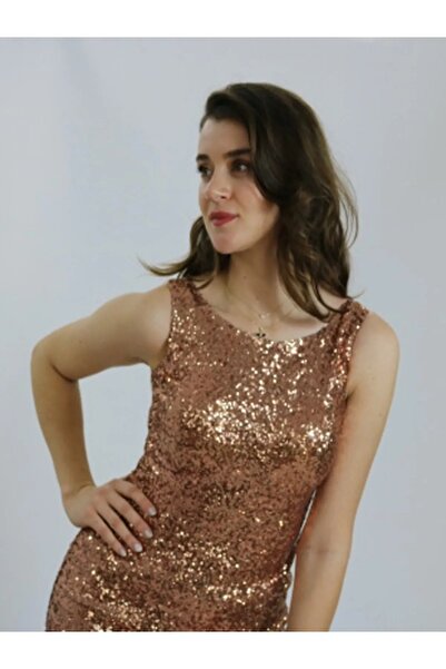 ROZALLİNİ Kadın Payetli Tül Detaylı Mini Elbise