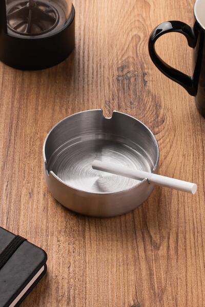 Porsima Etn-015 Küllük Paslanmaz Çelik 4 Lü Kül Tablası Kaliteli Küllük Seti 1,2 Ml Kalınlık