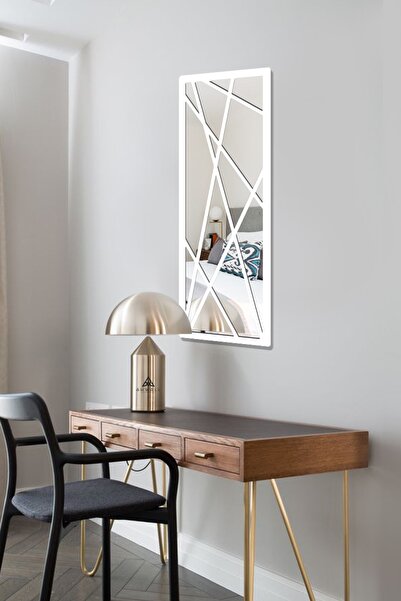 Mirrored Plexiglass Polygonal Table on MDF White Color