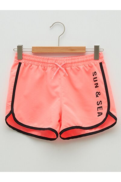 LC Waikiki Girl's Printed Swim Shorts with Elastic Waist