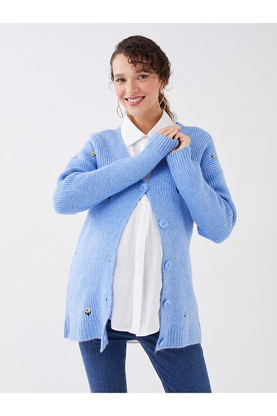 LC Waikiki Cardigan de maternitate cu mânecă lungă brodat cu decolteu în V