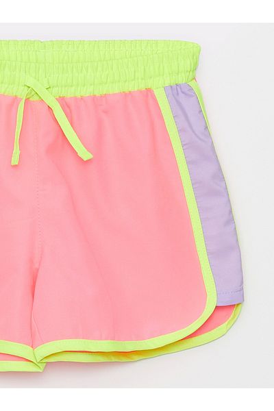 LC Waikiki Color Blocked Girls' Swim Shorts with Elastic Waistband