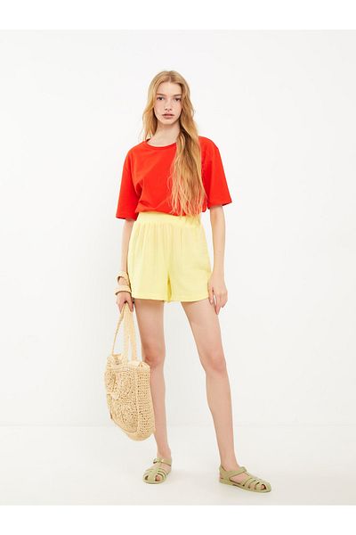 LC Waikiki Standard Fit Straight Gabardine Women's Shorts with Elastic Waist