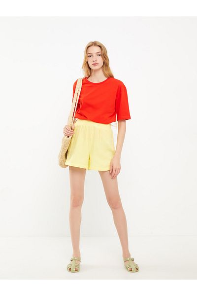 LC Waikiki Standard Fit Straight Gabardine Women's Shorts with Elastic Waist