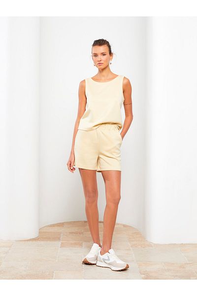 LC Waikiki Damen-Bermudashorts mit elastischem Bund und flachem Taschendetail