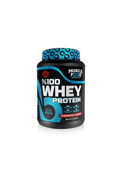 MUSCLEFOOD Whey Protein 910 Gr 26 Servings Strawberry Flavored Protein Powder