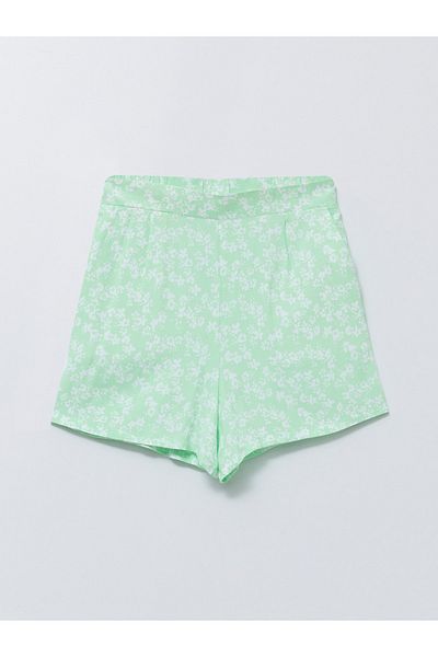 LC Waikiki Viscose Women's Shorts with Elastic Waist and Floral Pocket Detail