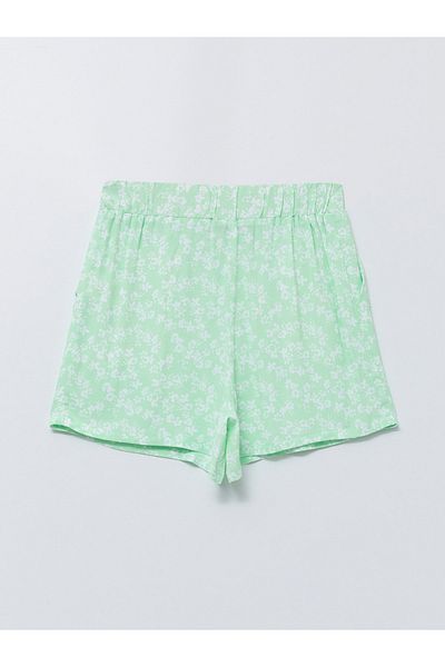 LC Waikiki Viscose Women's Shorts with Elastic Waist and Floral Pocket Detail