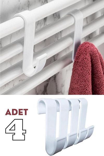 Flosoft 4 Pieces Towel Warmer Shower Cabin Hanger, Honeycomb Bathroom Kitchen Hooked Towel Robe Hanger Set of 4