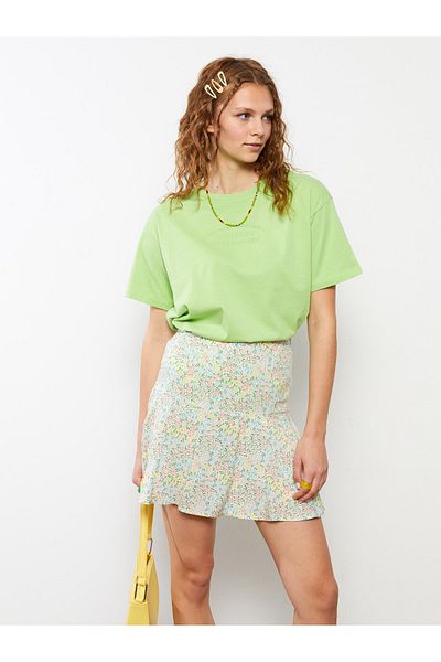 LC Waikiki Patterned Viscose Women's Shorts Skirt with Elastic Waist