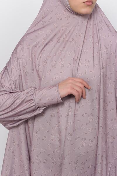 Altobeh Πρακτικό φόρεμα προσευχής Hijab Lycra με μανίκια νυχτερίδας με στάμπα λουλουδιών 992-0211