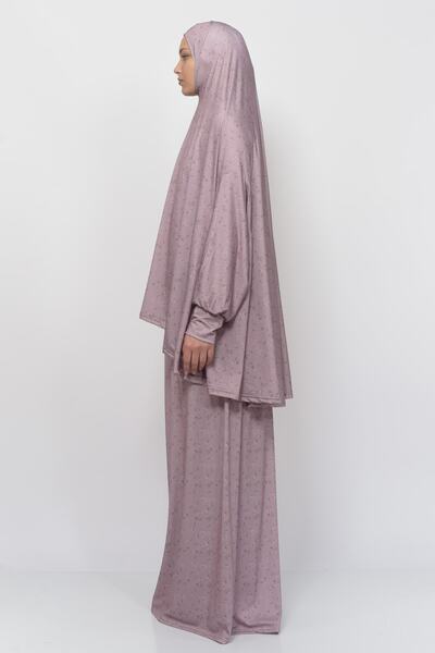 Altobeh Πρακτικό φόρεμα προσευχής Hijab Lycra με μανίκια νυχτερίδας με στάμπα λουλουδιών 992-0211