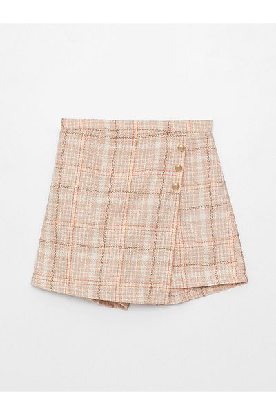 LC Waikiki LCW Kids Plaid Patterned Girl's Shorts Skirt - Elastic Waist