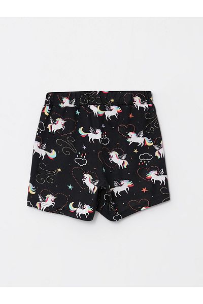 LC Waikiki Patterned Girl's Shorts with Elastic Waist