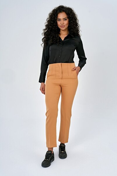 Işıl Irmak Collection Kadın Bej Yüksek Bel Pensli Dar Kesim Kalem Paça Kumaş ...