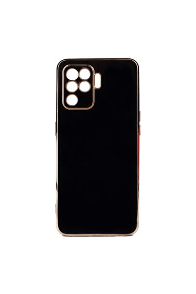 Oppo Reno 5 Lite Compatible Case Gold Embroidered Camera Protected Case with Bright Edge