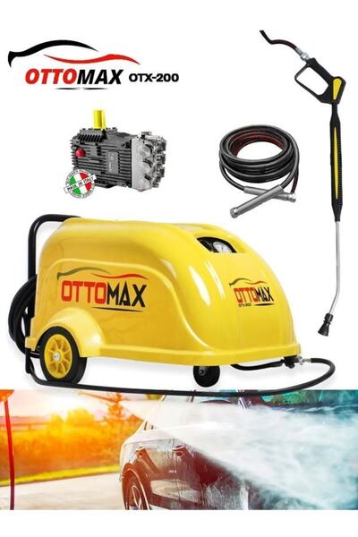 OTTOMAX Otx-200 Yüksek Basınçlı 200 Bar Italyan Pompa Oto Yıkama Makinası 12 Metre Hortumlu Trifaze