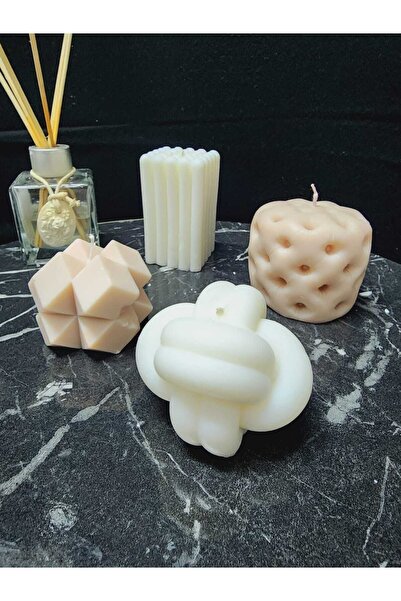 M&C Concept 4'lü Kokulu Soya Mum Seti - Beyaz-kahve