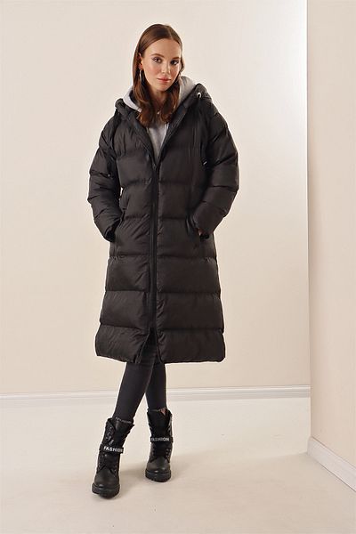 Pattaya Langer, aufblasbarer Hijab-Mantel mit Kapuze für Damen P22w201-0215