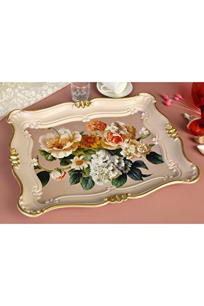 Zucci Sultan Çiçek Bahçesi Desenli Servis Tepsisi | 33x42 cm | ZucciHome | De...