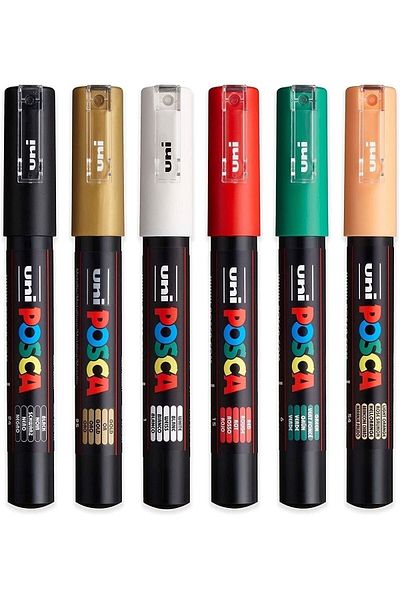 Uni Posca Marker Pen PC-1m 0.7 mm Set of 6
