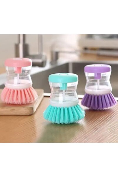 FLORAMİX فرشاة غسيل الأطباق من فلورا مع وعاء منظف – اسفنجة وفرشاة غسيل الأطباق