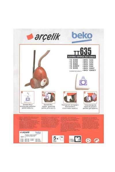 NETAVANTAJ Arçelik Beko Tt635 - S6300 S6350 S6360 S6355 غبار القماش من النوع الأصلي