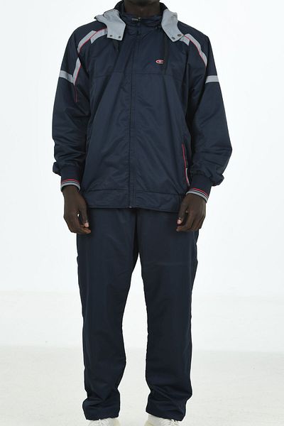 Enrico Ferry Navy Blue Men's Half Turtleneck Hooded Marathon Plus Size Tracksuit 2391l