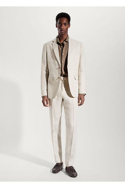 MANGO Man 100% Linen Trousers