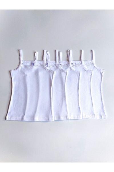 ÇebiKids Girl's 100% Cotton Undershirt with String Strap, Pack of 5
