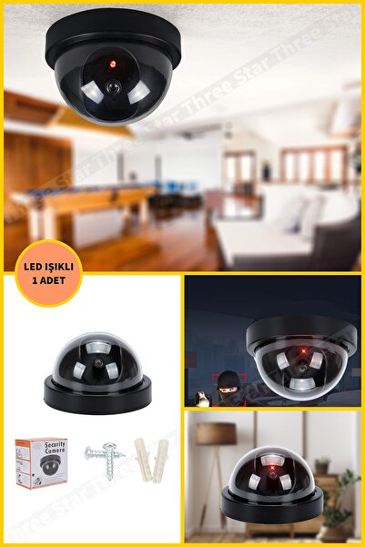 Three Star Led Işıklı Güvenlik Kamerası Sahte Dome Hırsız Caydırıcı Kamera Ka...