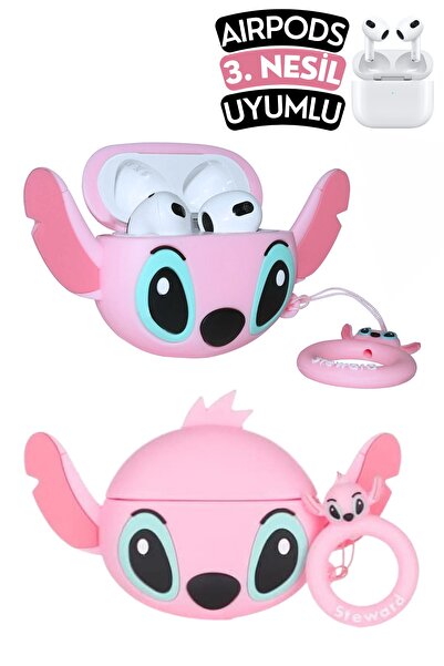EWEC 3. Nesil Uyumlu Pembe Stitch Figürlü Sevimli Koruyucu Silikon Kılıf
