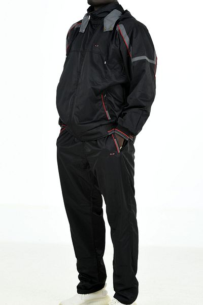 Enrico Ferry Black Men's Half Turtleneck Hooded Marathon Plus Size Tracksuit 2391s