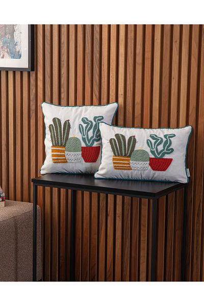 SWITA Home Design Husă de pernă cu combinație dublă, brodata cu perforare (PANCH)