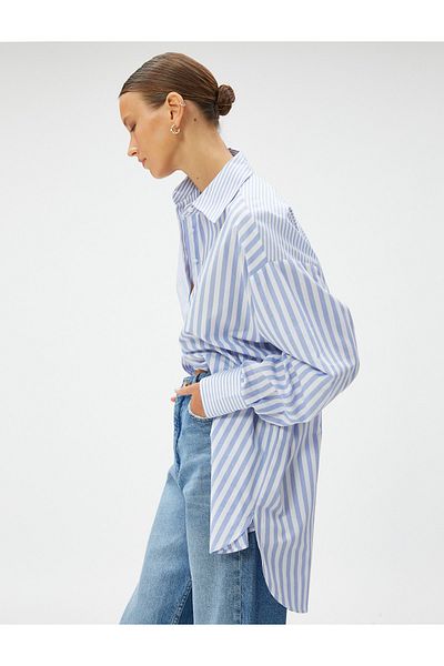 Koton Hemd - Blau - Oversized