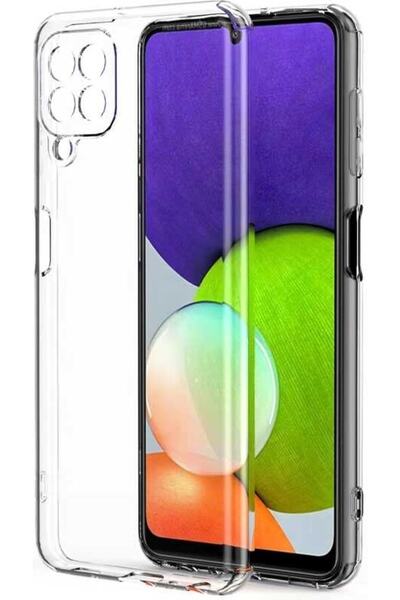 Case 4U Samsung Galaxy A22 Uyumlu Kılıf Kamera Korumalı Yumuşak Şeffaf Ince S...