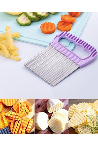 Flosoft Onikiden Tırtıklı Cips Doğrayıcı, Paslanmaz Şekilli Sebze Meyve Patates Dilimleyici